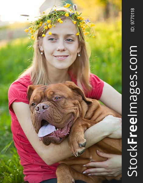 Young girl and her dog