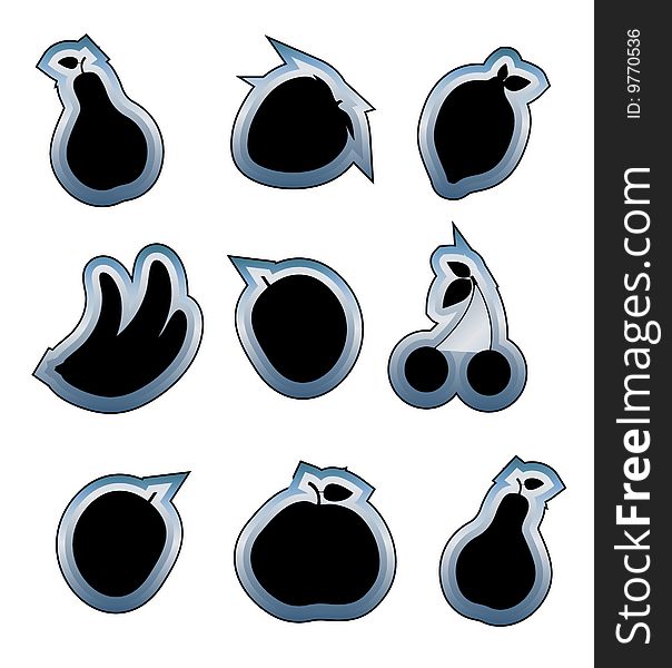 Fruit symbol silhouettes in black - abstract. Fruit symbol silhouettes in black - abstract