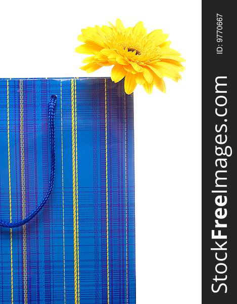 Paper bag for gifts with flower