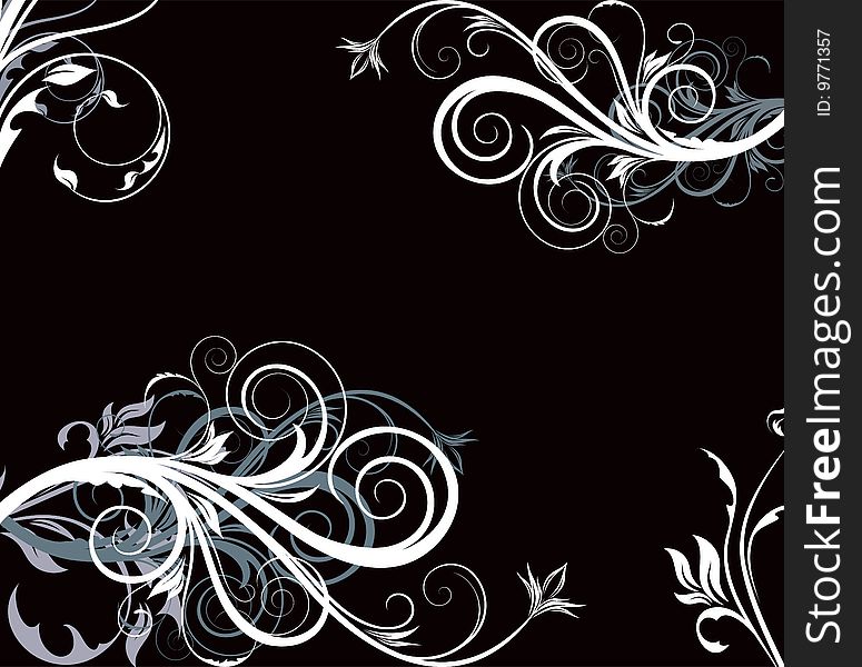 Black floral background for design (vector)