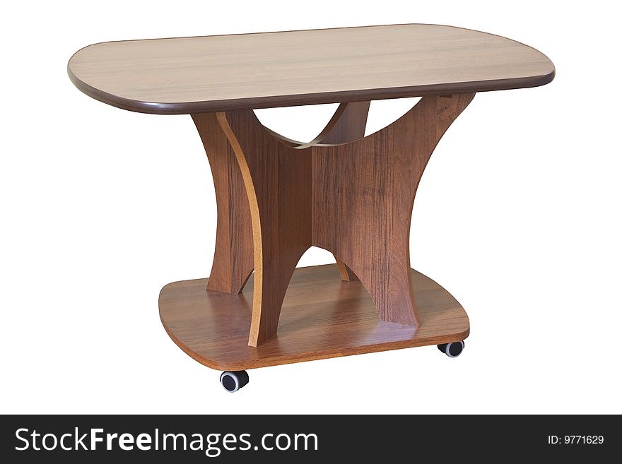 Wooden table isolated on the white background with clipping path