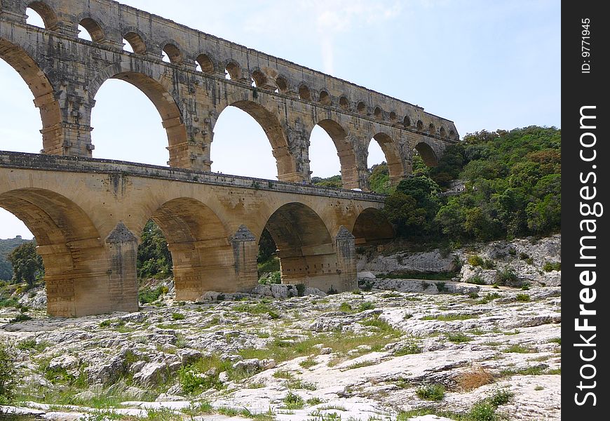 The aqueduct built by Romans in France. The aqueduct built by Romans in France