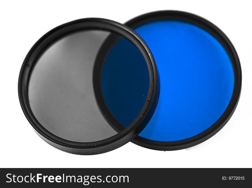 A pair of Screw on 52mm Camera filters, one is a CPL and one is a blue intensifier. A pair of Screw on 52mm Camera filters, one is a CPL and one is a blue intensifier.