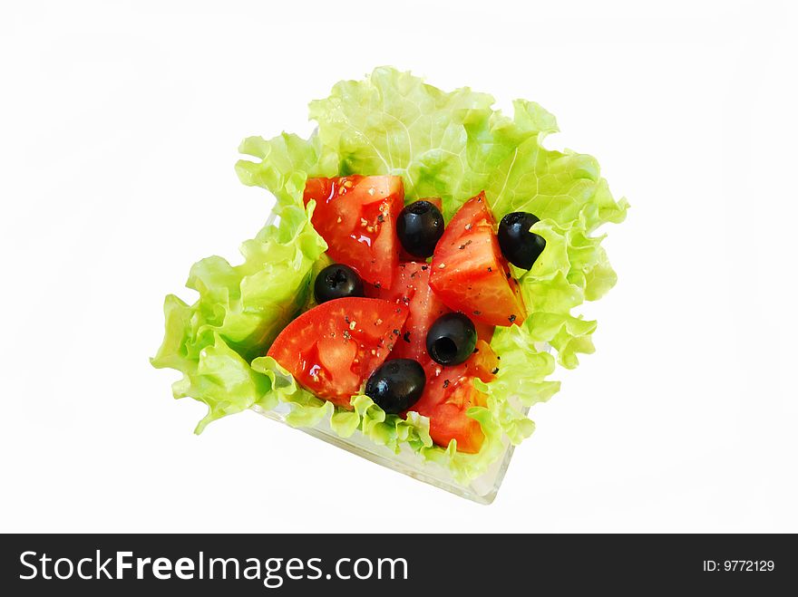 Fresh vegetable salad on the white background