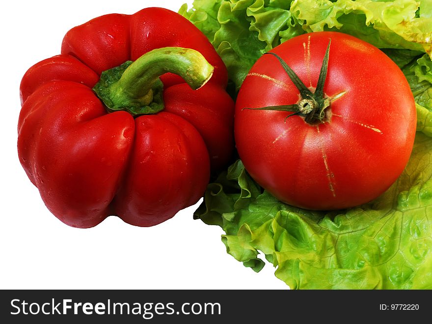 Bright red vegetables over white. Bright red vegetables over white