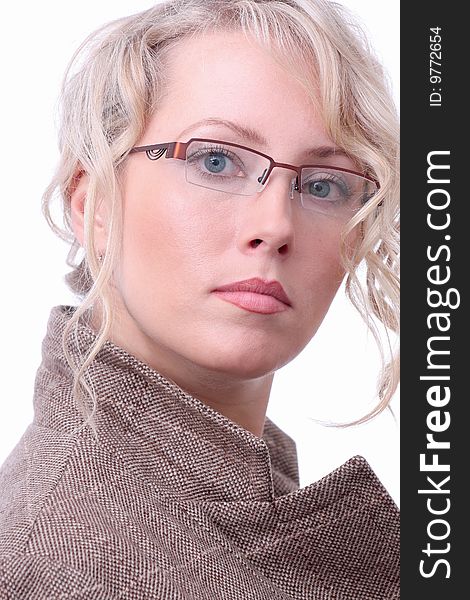 The beautiful blonde the girl bespectacled. The beautiful blonde the girl bespectacled