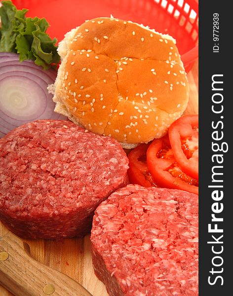 Ingredients for hamburgers