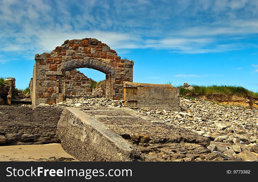 Ruins of lifeboat station at Ross Strand