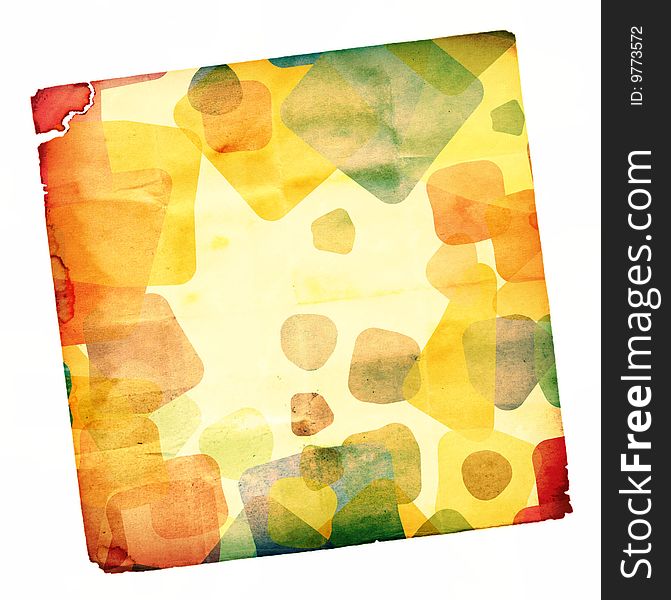 A vintage piece of note paper with spots of various colors. A vintage piece of note paper with spots of various colors.
