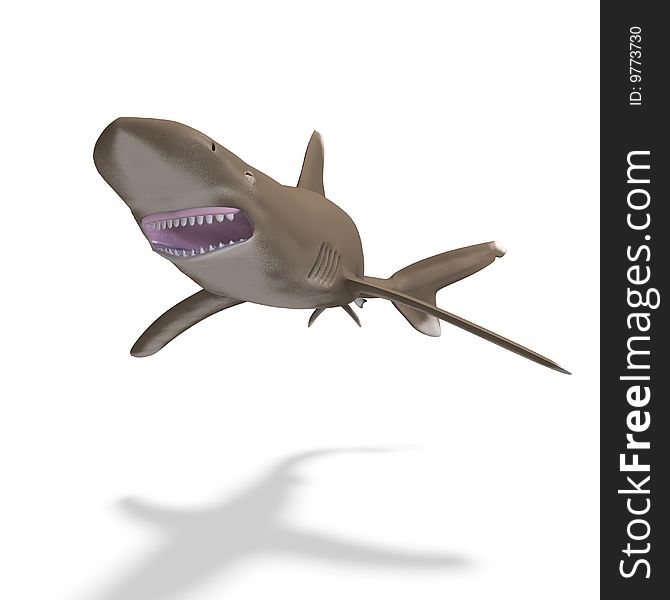 Dangerous shark. 3D render with clipping path and shadow over white. Dangerous shark. 3D render with clipping path and shadow over white