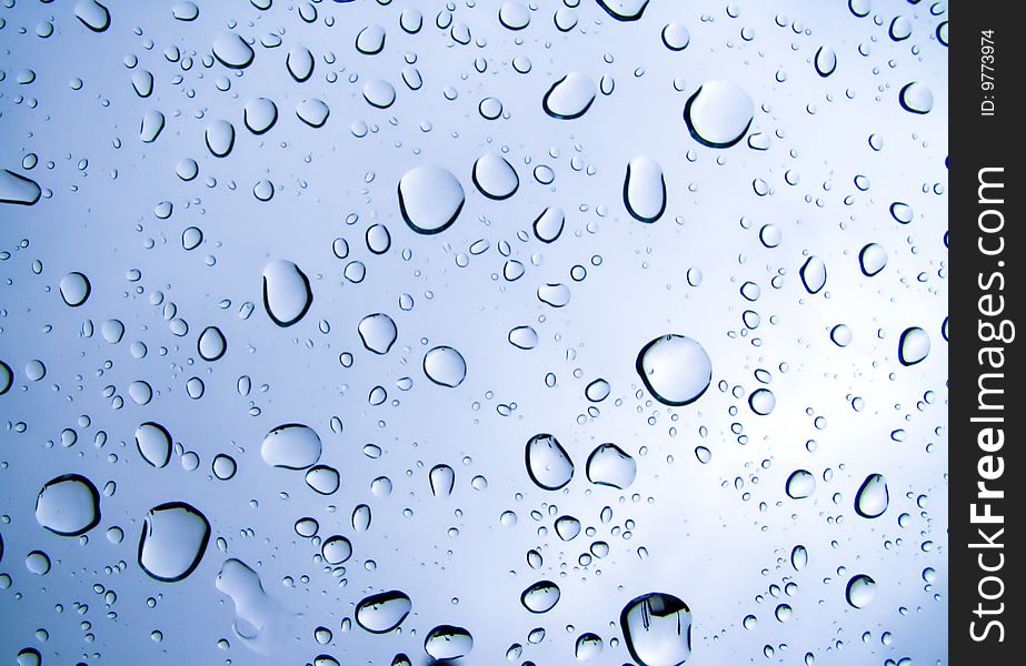 Drops of rain on the glass