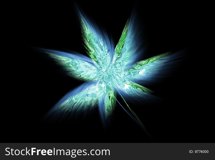 Beautiful, abstract drawing of sheet of a hemp on a black background. Beautiful, abstract drawing of sheet of a hemp on a black background