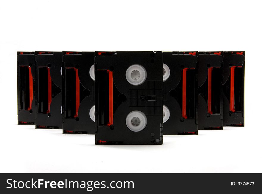 Mini dv video tapes army isolated in white