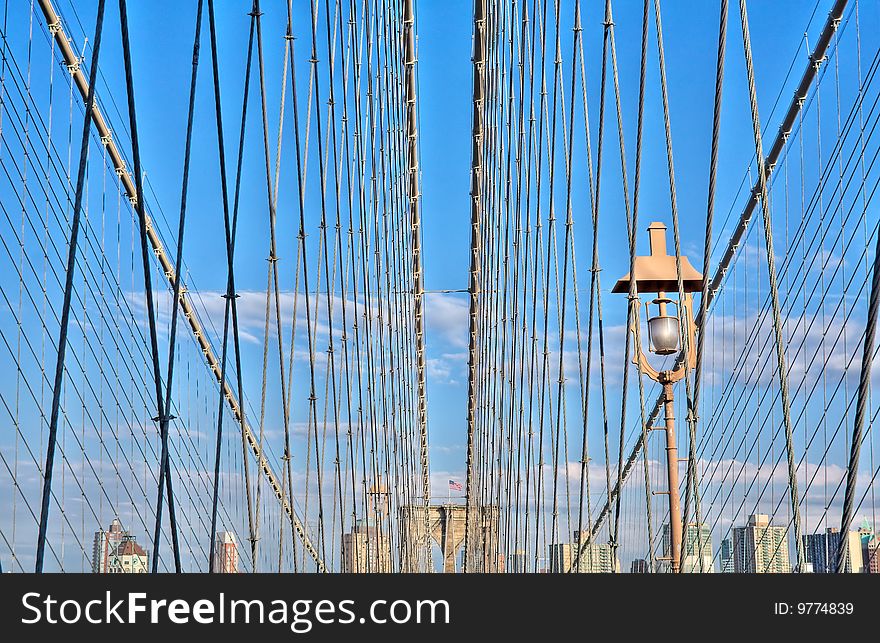 View of the Brooklyn Bridge in New York city, USA.