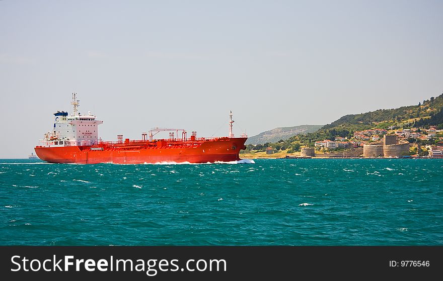 Tanker in the sea near Dardanelles, Turkey
