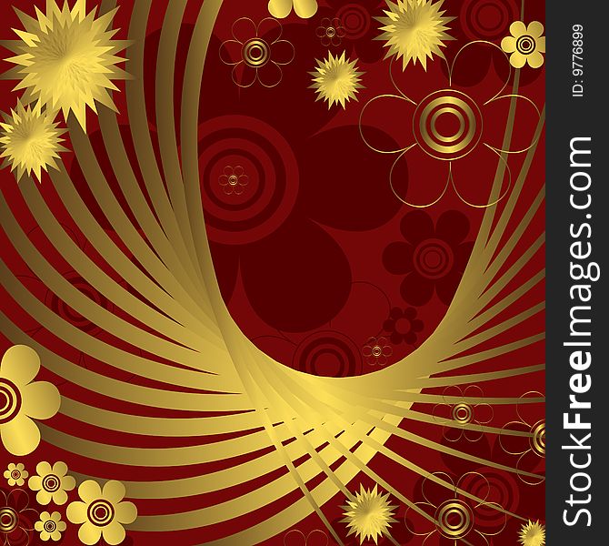 Floral abstract red and golden background (vector). Floral abstract red and golden background (vector)