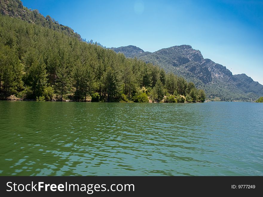 Mountains lake and wild forest