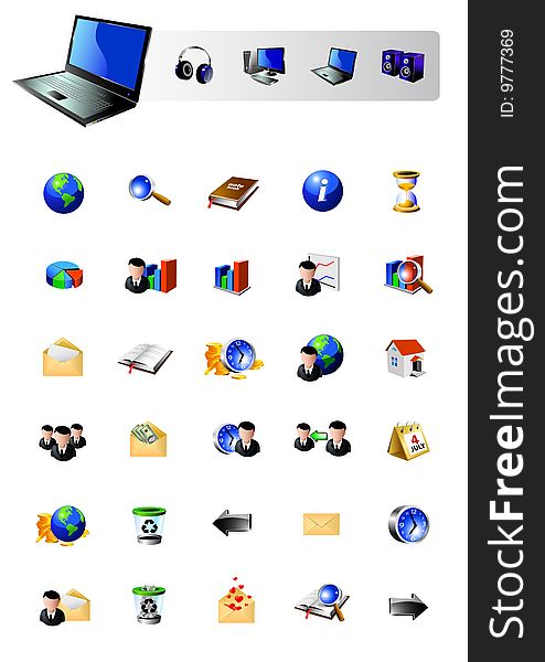 Illustration of internet icons collection