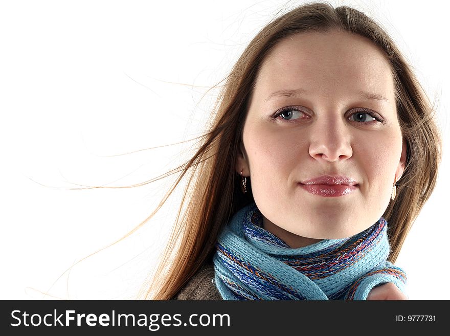 Young woman wrap up into scarf