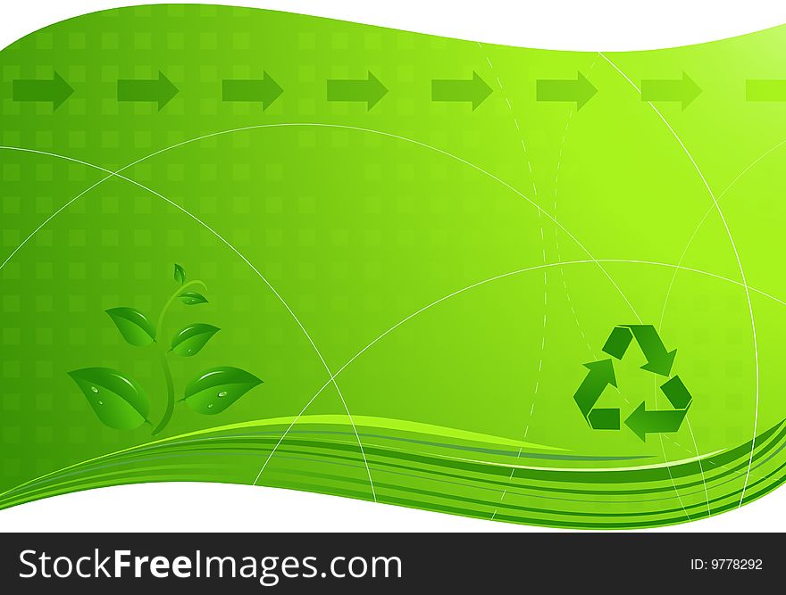 Light green eco background with recycling sign