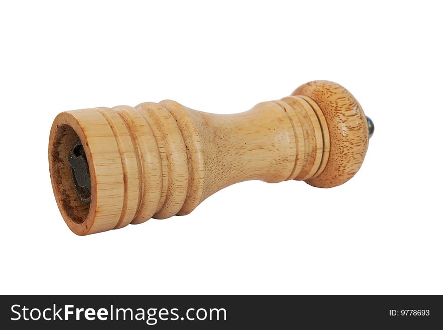 Wooden pepper mill isolated on white. Wooden pepper mill isolated on white