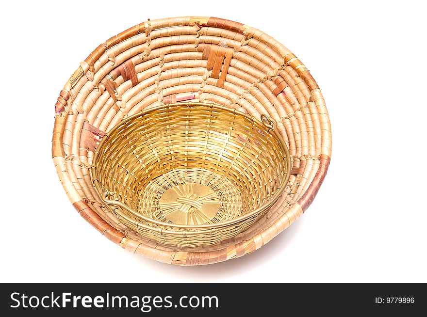 Basket in basket isolated on white background.