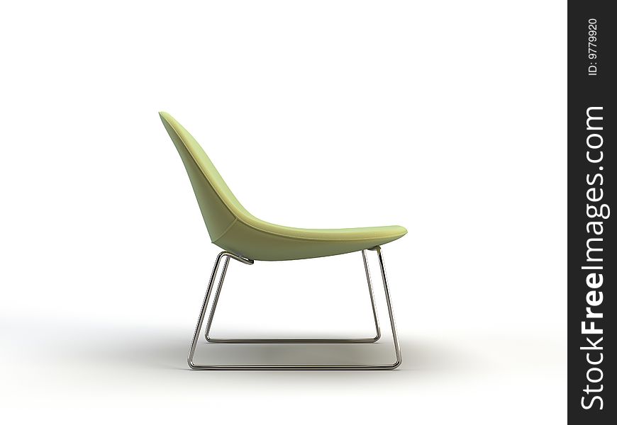 Green modern chair on the white background