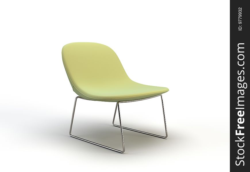 Green modern chair on the white background