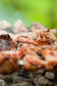 Chicken Meat Grilled On Smouldering Charcoal Stock Images Chicken Meat Grilled On Smouldering Charcoal Stock Images