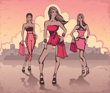 Girls In The City. Shopping Stock Photography Girls In The City. Shopping Stock Photography