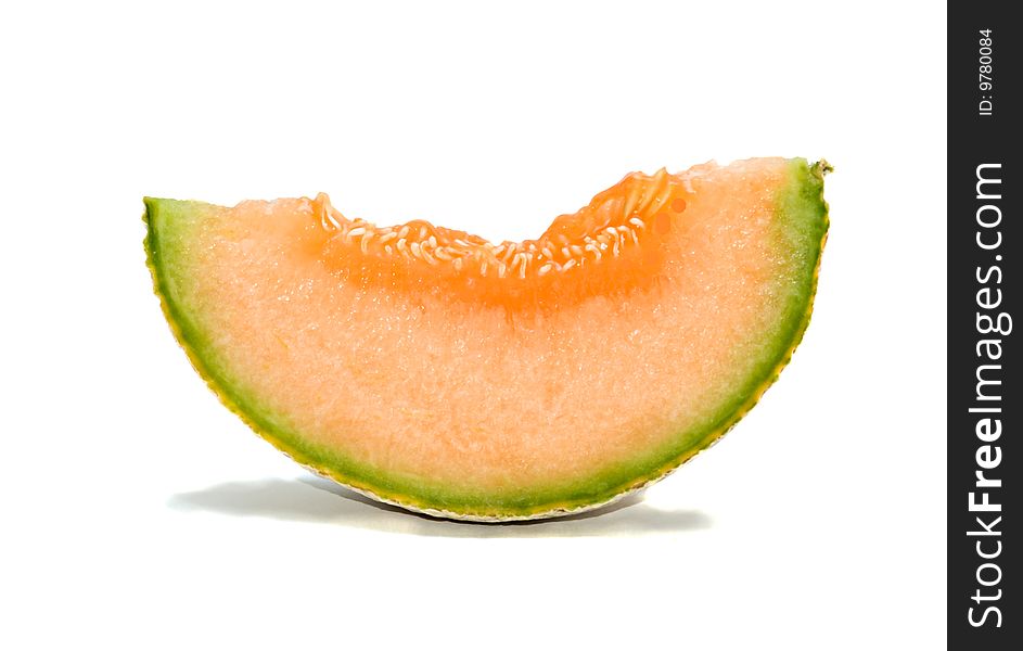 Melon segment isolated on white background