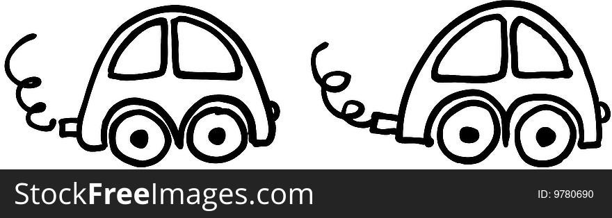 Two cars on white background. illustration