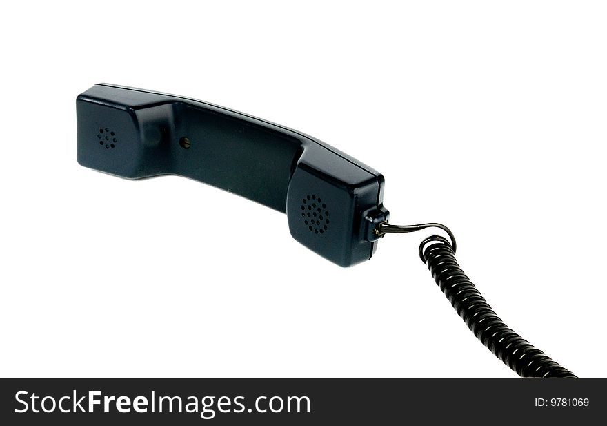 Black handset of an telephone. Symbolize communications and personal contact