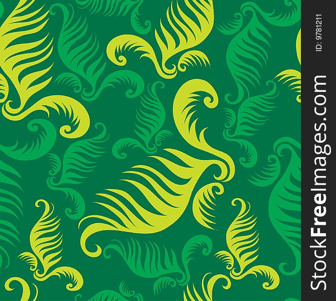 Seamless green floral pattern with fern leafs. Seamless green floral pattern with fern leafs