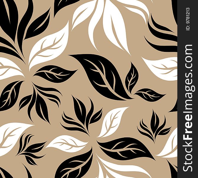 Seamless beige pattern with leafs. Seamless beige pattern with leafs