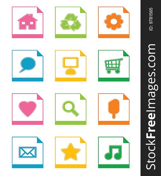 Collection of colorful application icons isolated on white. Collection of colorful application icons isolated on white