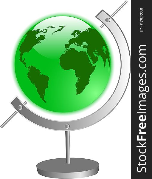 The vector green globe on white