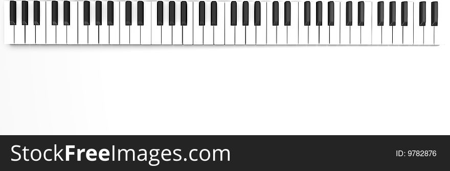 Piano keyboard on white background, 3d render