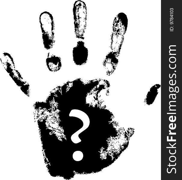 Vector hand print with question mark