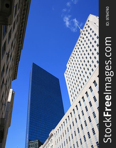 Back Bay architecture including the old and new John Hancock Buildings. Back Bay architecture including the old and new John Hancock Buildings.