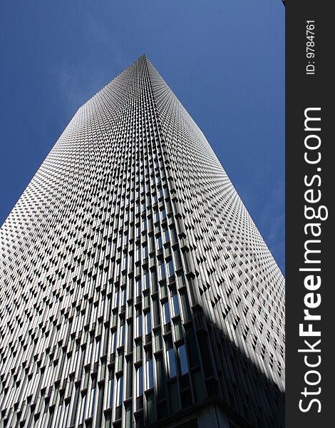 Looking up at the Prudential Building in the Back Bay. Looking up at the Prudential Building in the Back Bay.