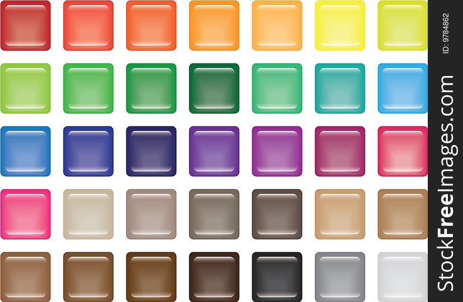 Glass square buttons in thirty five colours. Glass square buttons in thirty five colours.