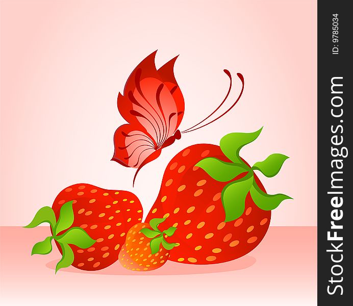 Beautiful juicy strawberry against on a light background