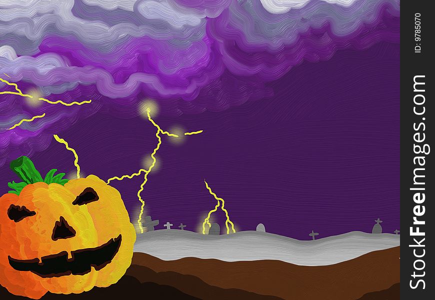 Halloween image with a severe thunderstom coming. Halloween image with a severe thunderstom coming.