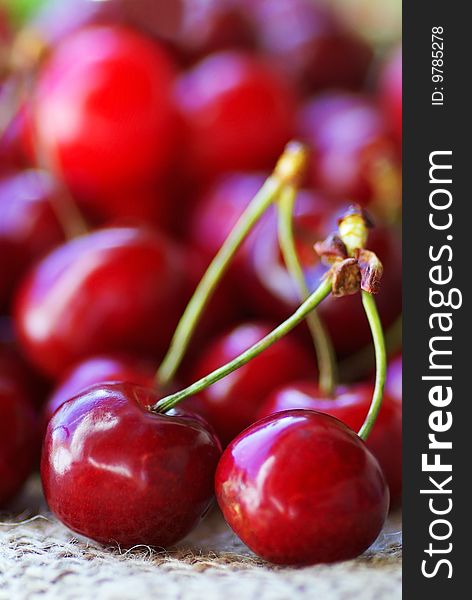 Red and Mature cherries fruit. Red and Mature cherries fruit.