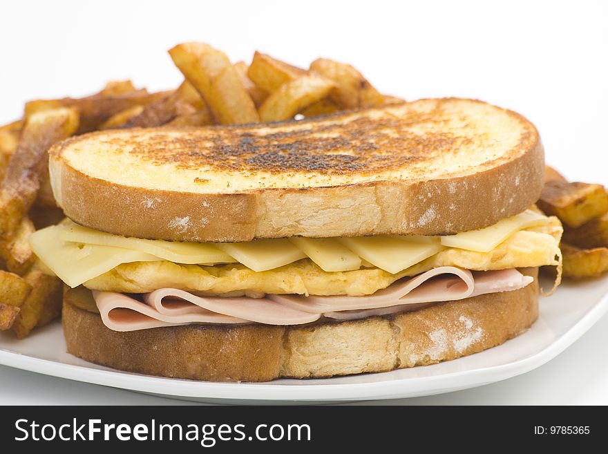 Tasty Sandwich Of Ham And Cheese Omelet