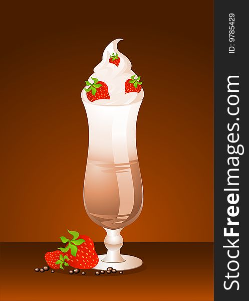 Beautiful tasty cocktail with a cream and fruit