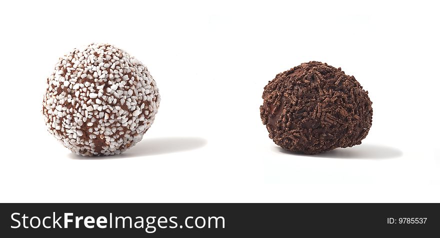 Delicious chocolate balls with crushed loaf sugar and sprinkles. Delicious chocolate balls with crushed loaf sugar and sprinkles.