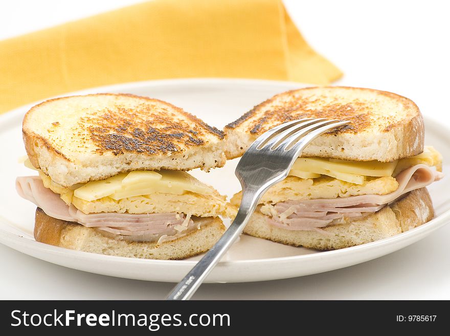 Tasty Sandwich Of Ham And Cheese Omelet