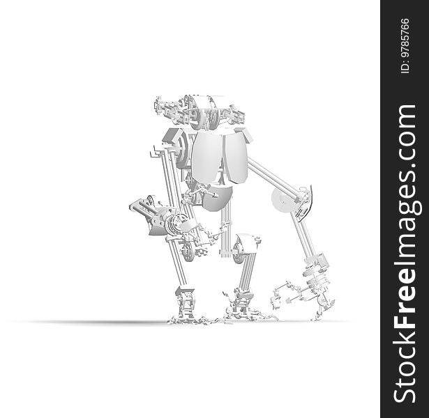 3d model of a giant robot on a white background.